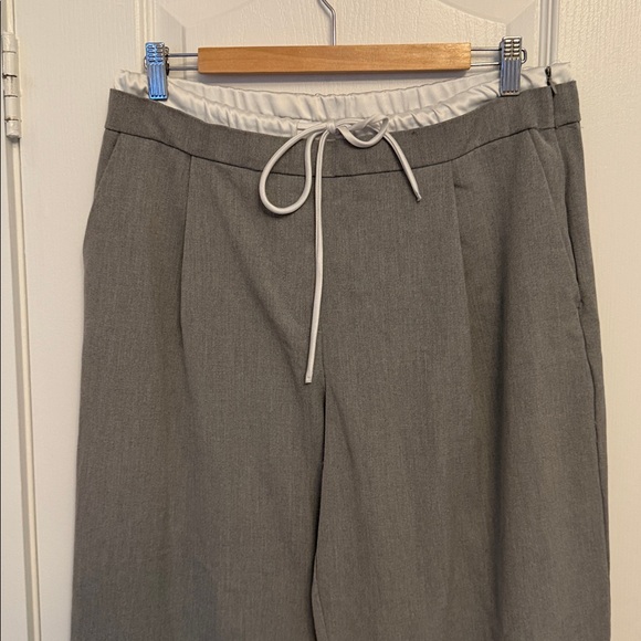 Zara Wide-Leg Light Gray Double Waisted Drawstring Pants - Picture 6 of 15